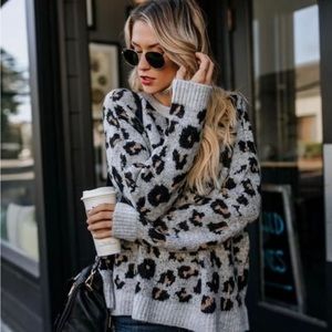 Hem & Thread Leopard Pullover Sweater - Vici Collection